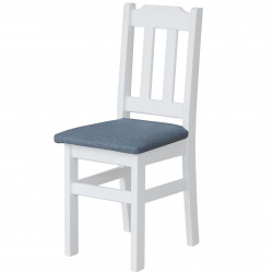 PINE CHAIR WHITE UPHOLSTERY...