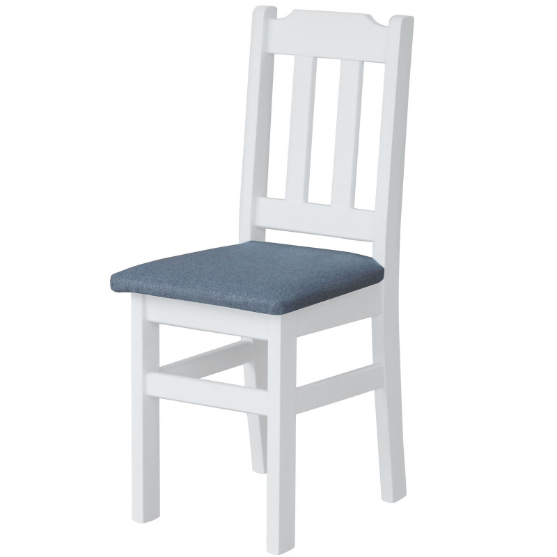 Sedia in pino, bianco opaco, rivestimento: grigio chiaro