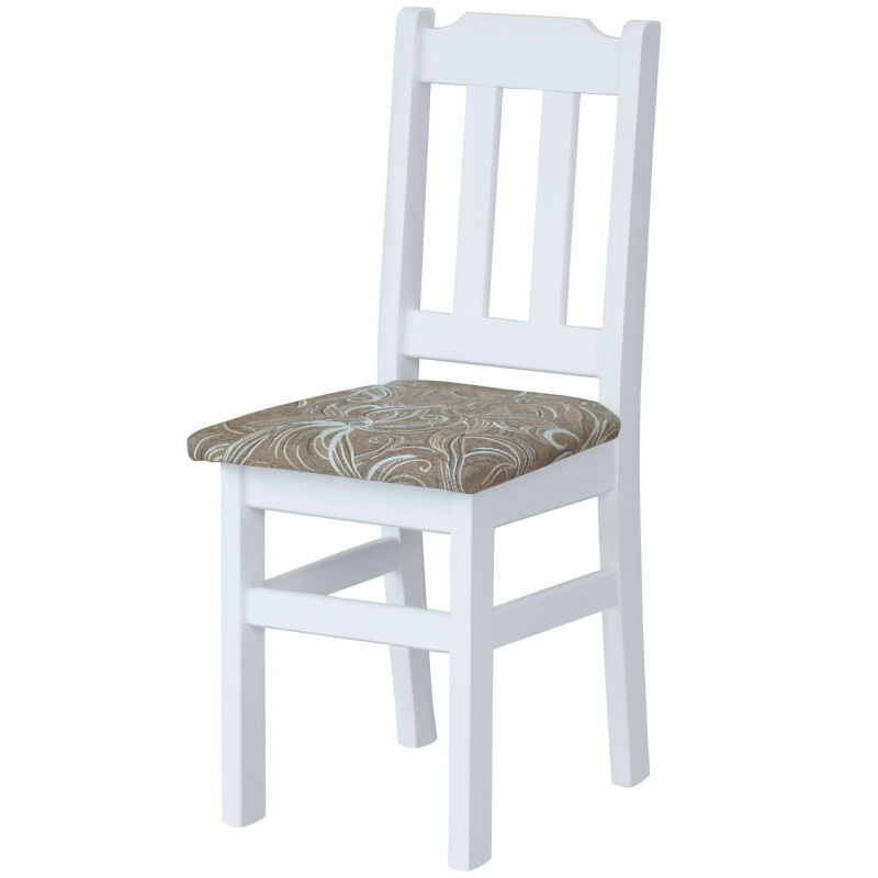 Sedia in pino, bianco opaco, rivestimento: motivo floreale chiaro