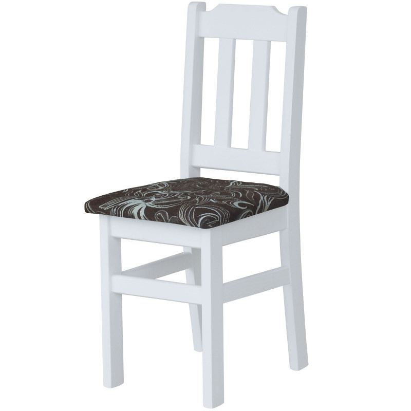 PINE CHAIR WHITE UPHOLSTERY FLOWER DARK