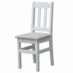 PINE CHAIR WHITE UPHOLSTERY...