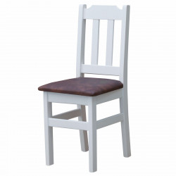PINE CHAIR WHITE UPHOLSTERY...