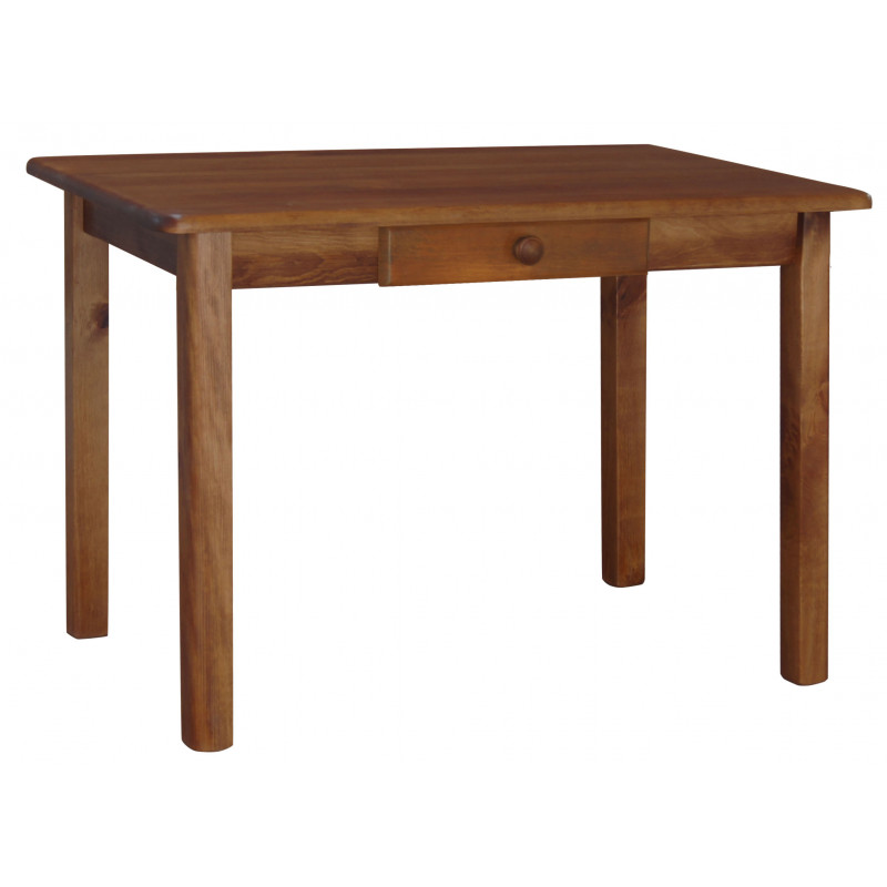 Grenenhouten eettafel met lade, eikenkleur, rechte poten