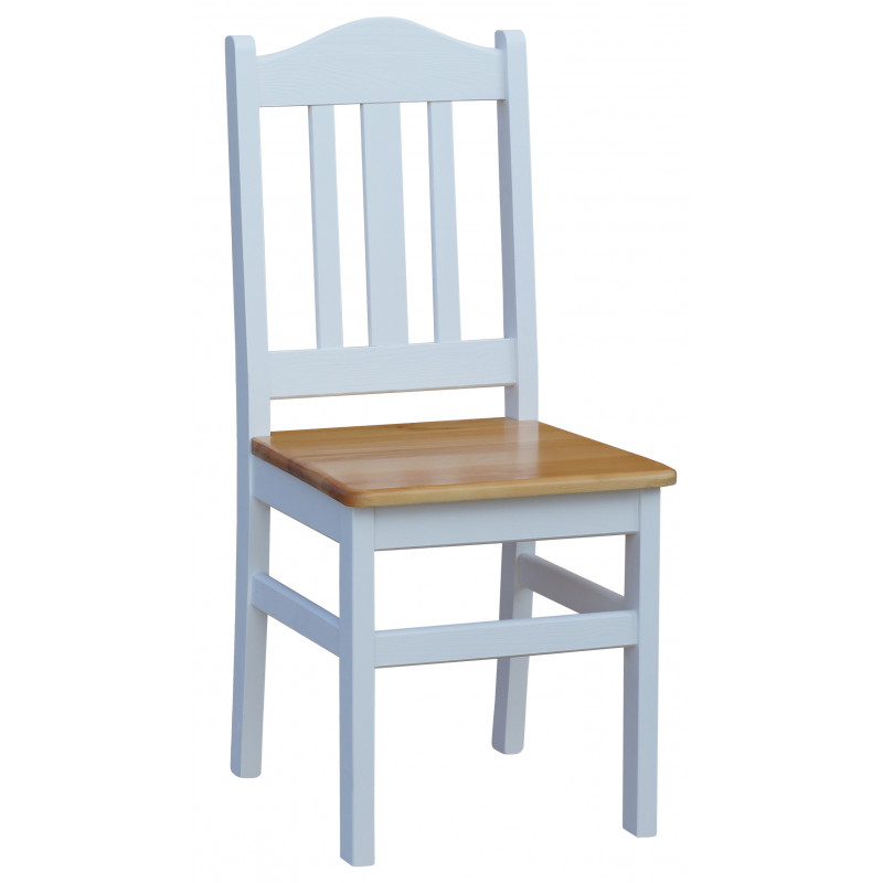Grenenhouten stoel met wit frame, zitting: elzenkleur