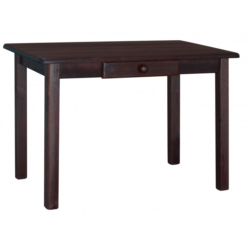 Grenenhouten eettafel met lade, walnootkleur, rechte poten