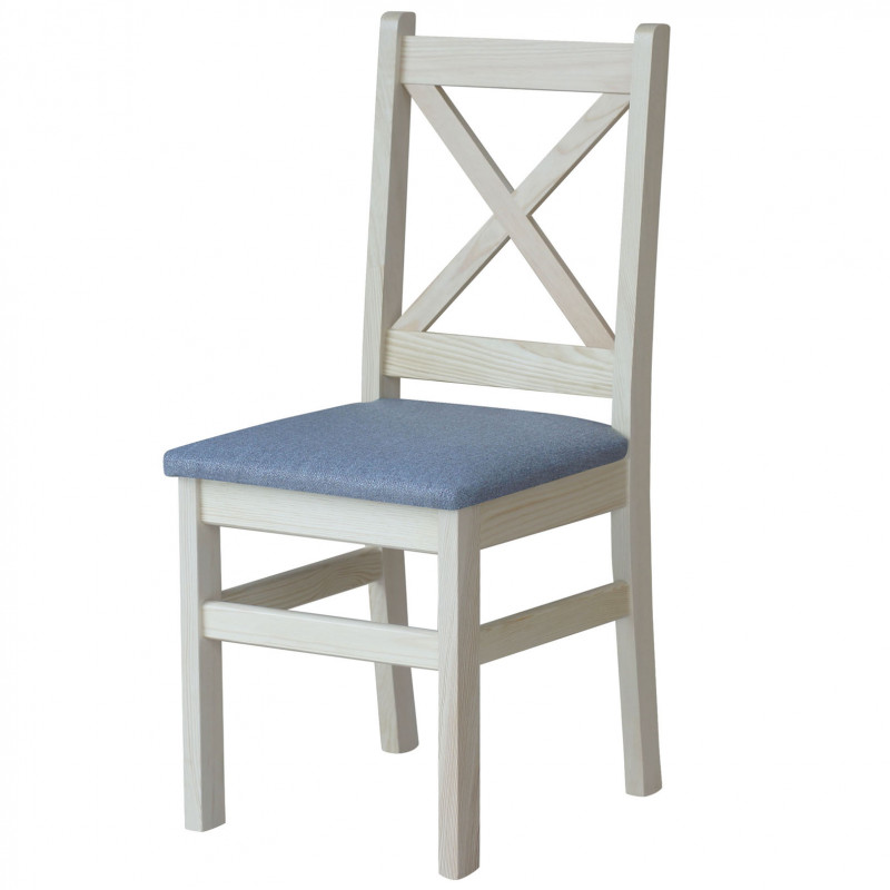 Sedia in pino, grezzo, rivestimento: grigio chiaro