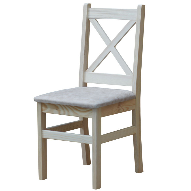 Sedia in pino, grezzo, rivestimento: similpelle beige II