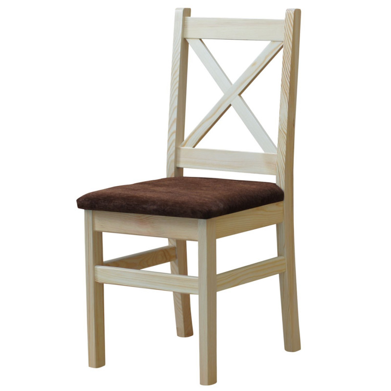 PINE CHAIR CROSS VARNISHED UPHOLSTERY BRAUN