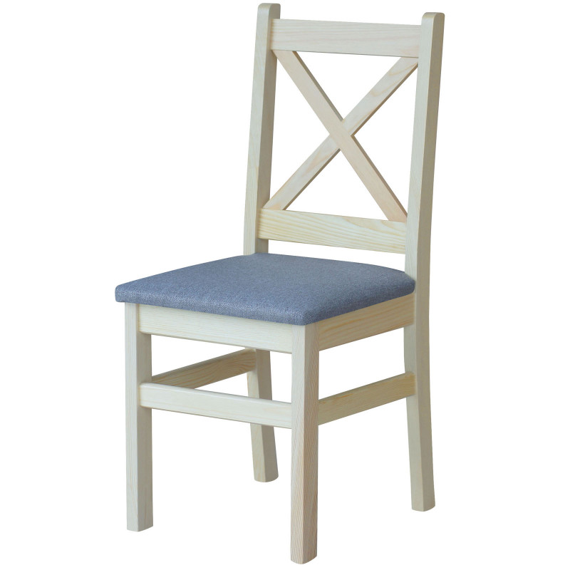 Sedia in pino, vernice trasparente, rivestimento: grigio chiaro