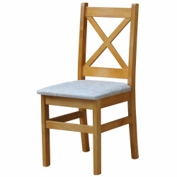 Sedia in pino, colore ontano, rivestimento: similpelle beige II