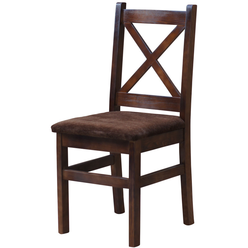 PINE CHAIR CROSS NUT UPHOLSTERY BROWN