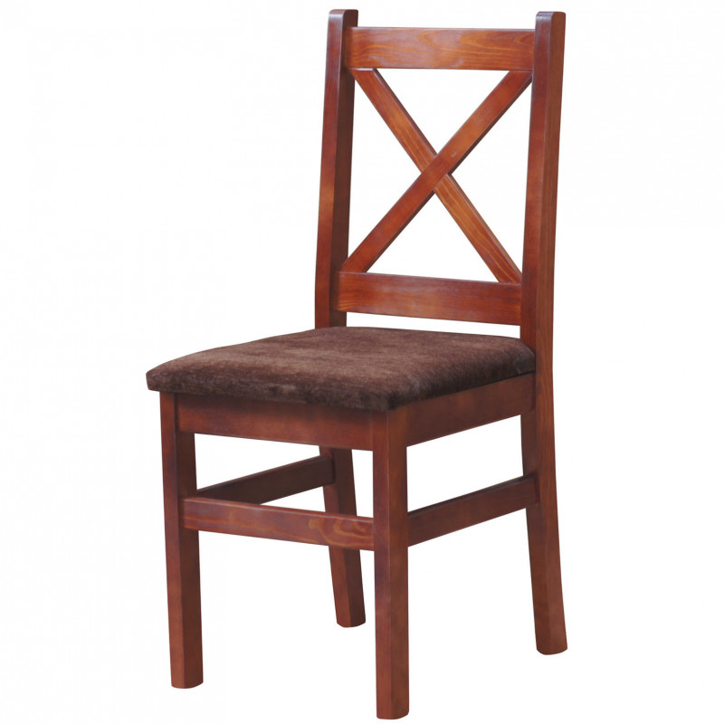 PINE CHAIR CROSS CALVADOS UPHOLSTERY BROWN