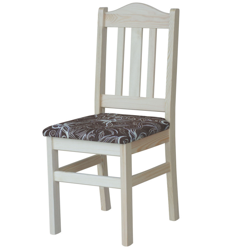 PINE CHAIR UNTREATED UPHOLSTERY FLOWER DARK