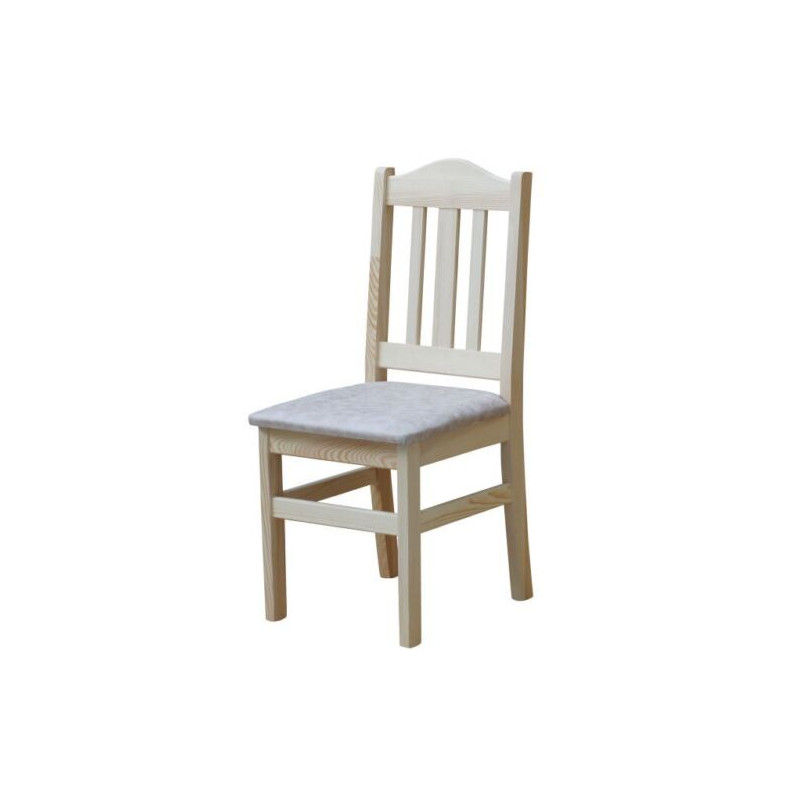 Grenenhouten stoel, onbehandeld, bekleding: beige kunstleer II