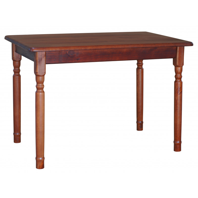Grenenhouten eettafel, calvadoskleur, gedraaide poten