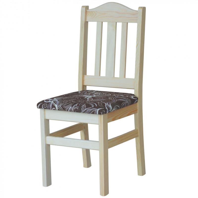 PINE CHAIR VARNISHED UPHOLSTERY FLOWER DARK