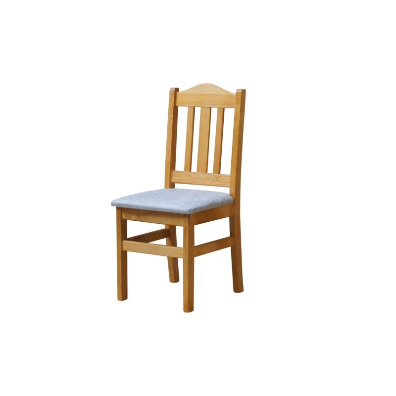 Grenenhouten stoel, elzenkleur, bekleding: beige kunstleer II