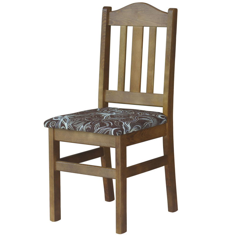 PINE CHAIR OAK UPHOLSTERY FLOWER DARK