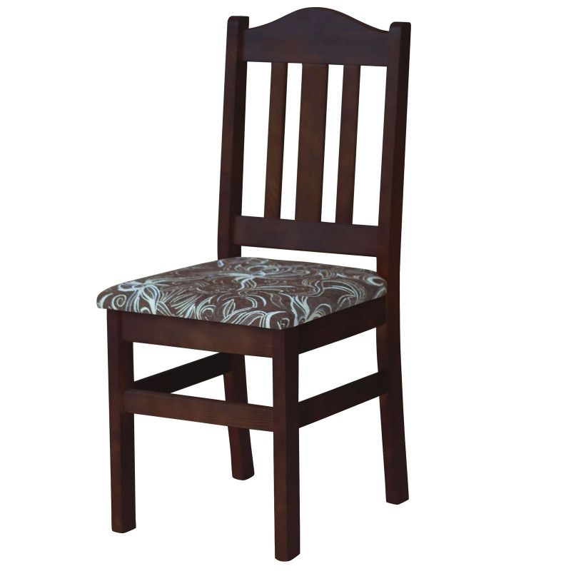 PINE CHAIR NUT UPHOLSTERY FLOWER DARK