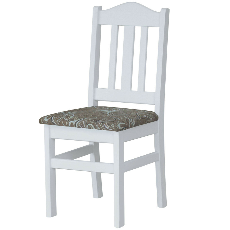 Sedia in pino, bianco opaco, rivestimento: motivo floreale chiaro