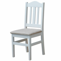 PINE CHAIR WHITE UPHOLSTERY...