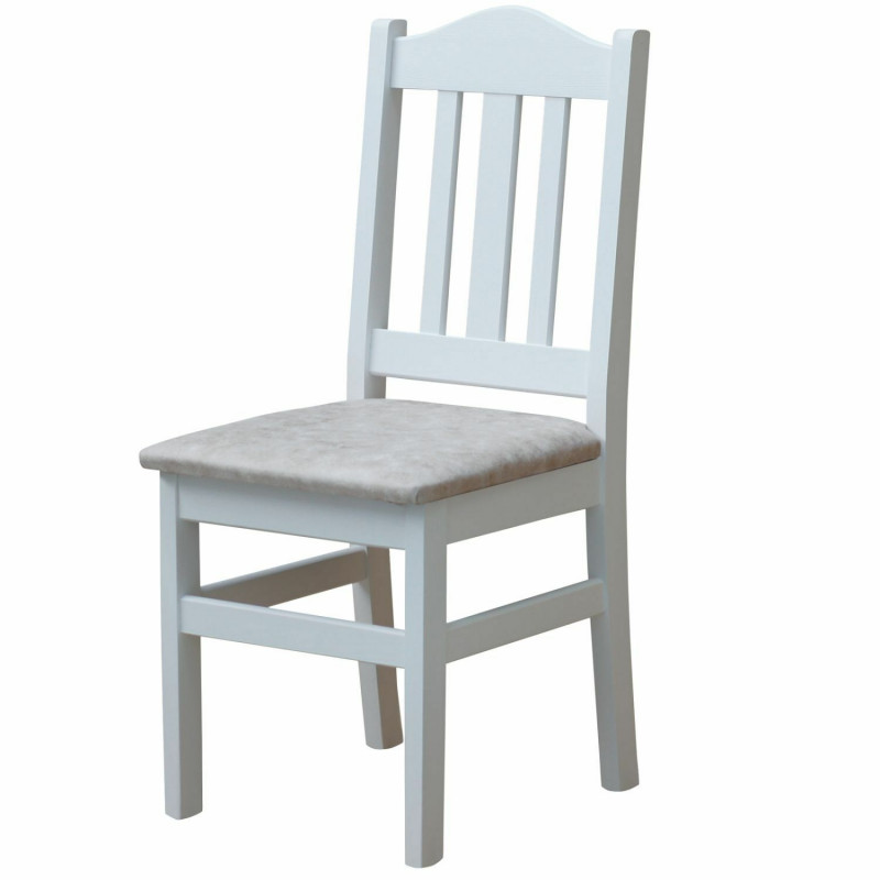 Sedia in pino, bianco opaco, rivestimento: similpelle beige II