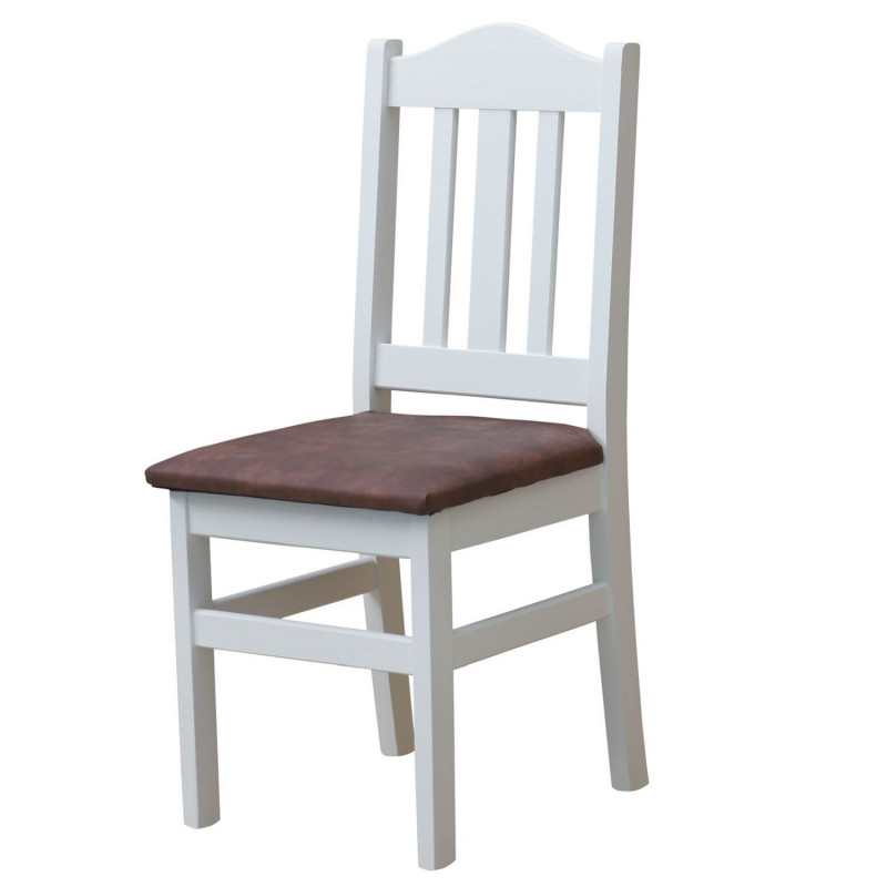 PINE CHAIR WHITE UPHOLSTERY ECO-LEATHER BROWN