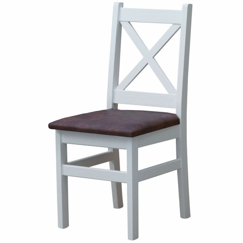 PINE CHAIR CROSS WHITE UPHOLSTERY ECO-LEATHER BROWN