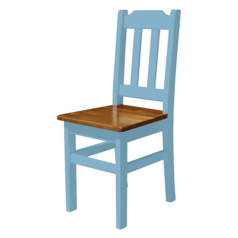 Sedia in pino con struttura blu, seduta: colore rovere