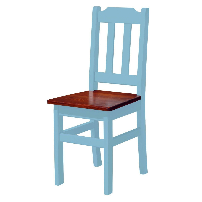 Sedia in pino con struttura blu, seduta: colore calvados