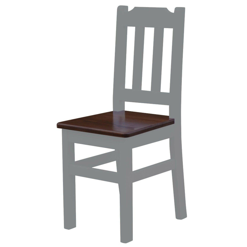 Grenenhouten stoel met grijs frame, zitting: walnootkleur