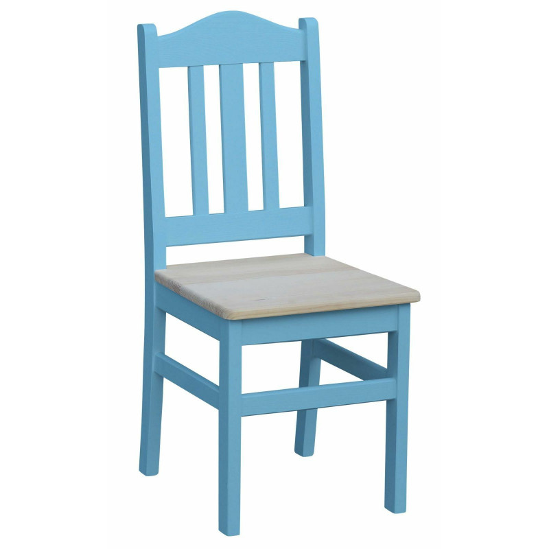 Sedia in pino con struttura blu, seduta: grezzo
