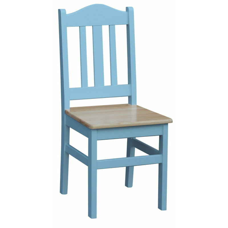 Sedia in pino con struttura blu, seduta: vernice trasparente