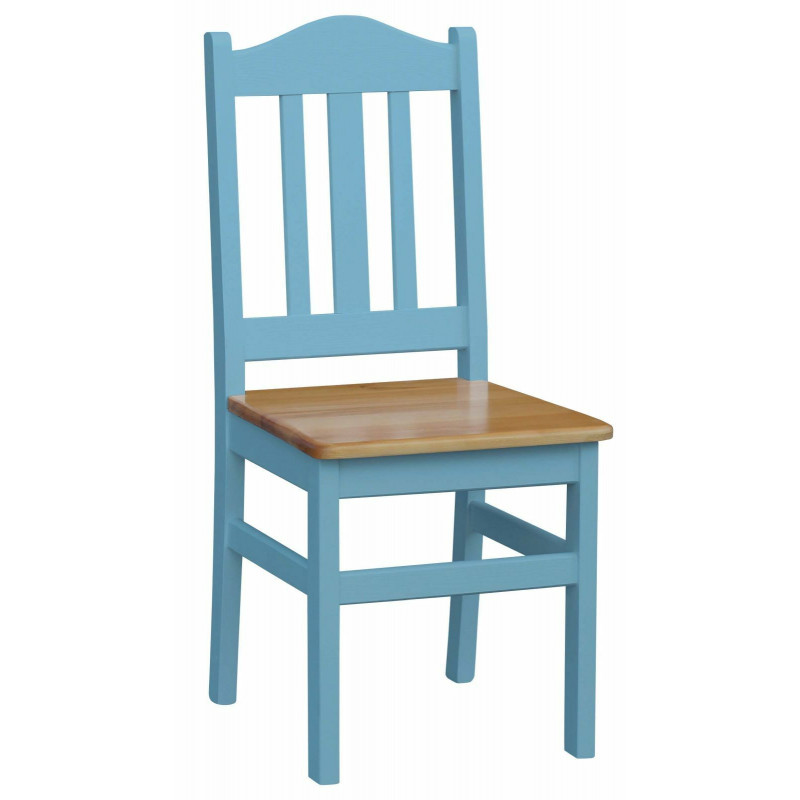 Sedia in pino con struttura blu, seduta: colore ontano