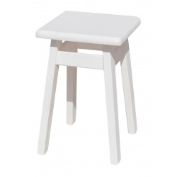 Sgabello in pino, bianco opaco