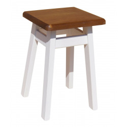 STOOL WHITE SEAT OAK