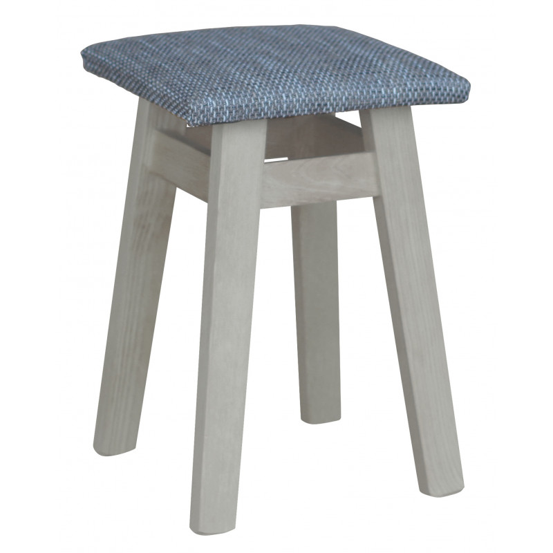 Sgabello in pino, grezzo, rivestimento: beige