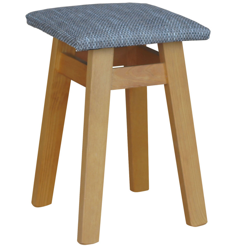 Sgabello in pino, colore ontano, rivestimento: beige