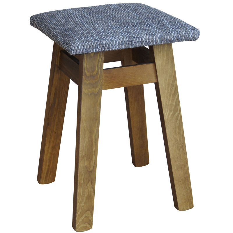 Grenenhouten kruk, eikenkleur, bekleding: beige