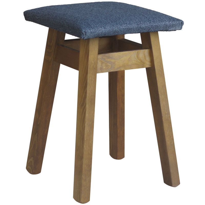 Sgabello in pino, colore rovere, rivestimento: grigio scuro