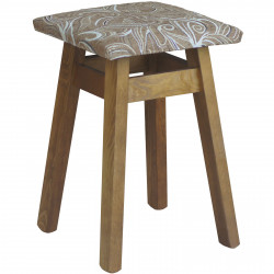 STOOL OAK UPHOLSTERY FLOWER...