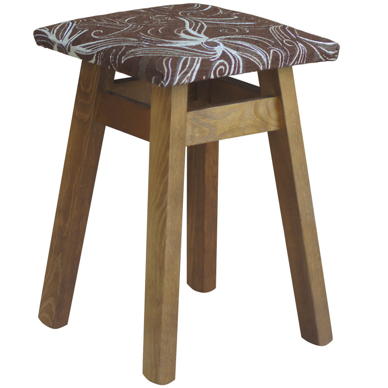 STOOL OAK UPHOLSTERY FLOWER DARK