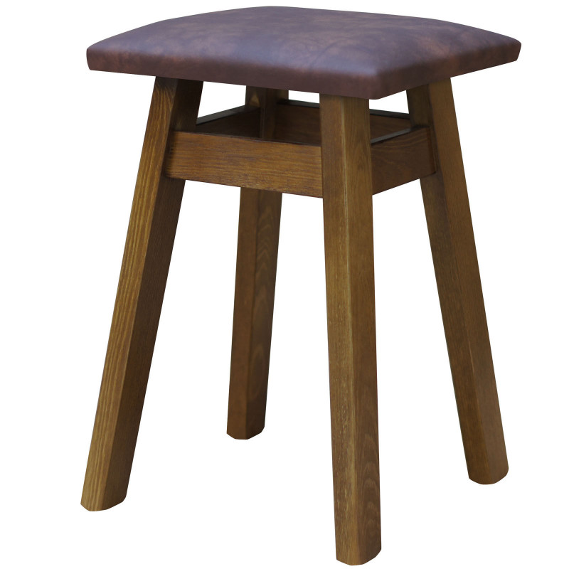 STOOL OAK UPHOLSTERY ECO-LEATHER BROWN