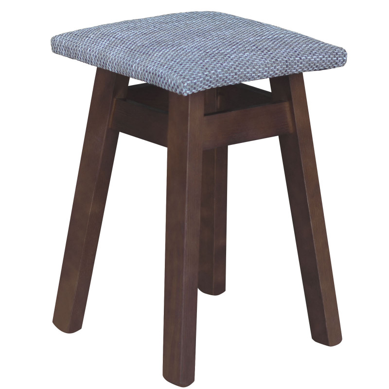 Sgabello in pino, colore noce, rivestimento: beige