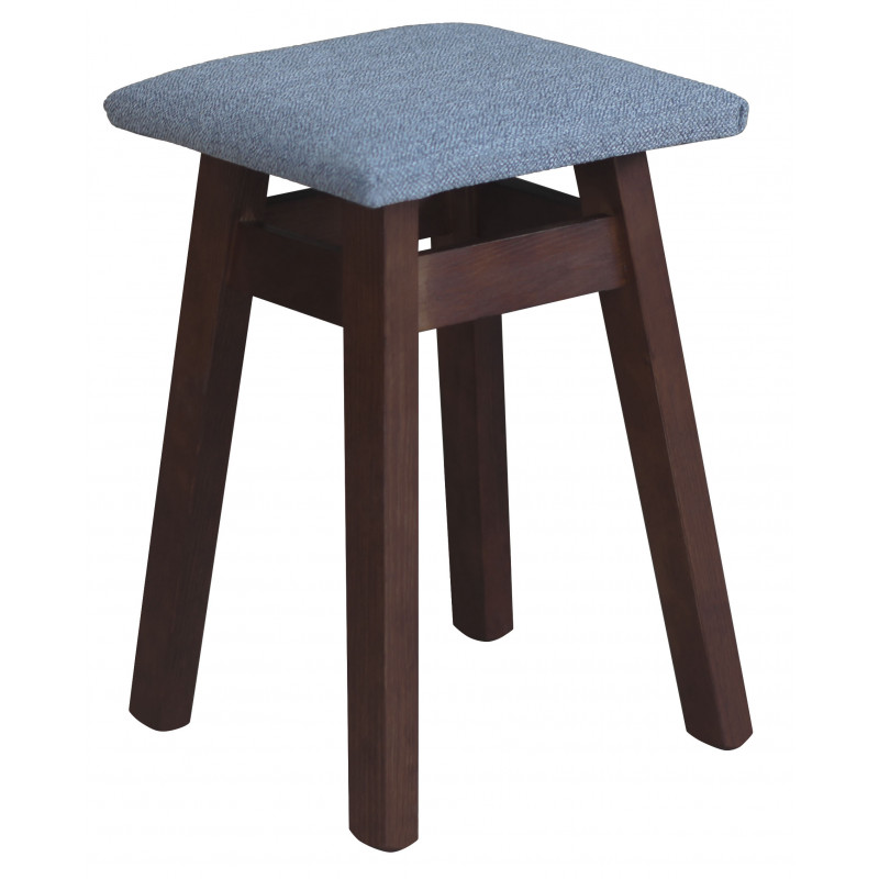 Sgabello in pino, colore noce, rivestimento: grigio chiaro