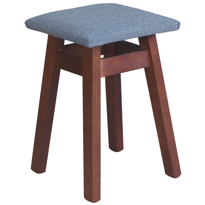 Sgabello in pino, colore calvados, rivestimento: grigio chiaro