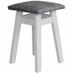 STOOL WHITE UPHOLSTERY BEIGE
