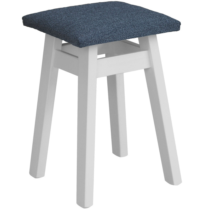 Sgabello in pino, bianco opaco, rivestimento: grigio scuro