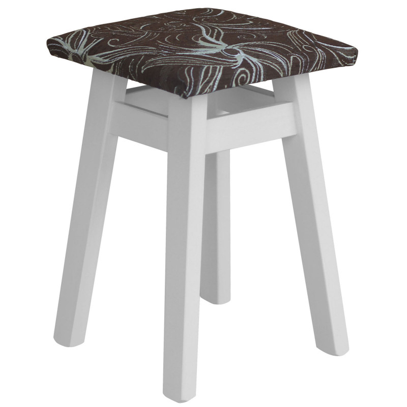 STOOL WHITE UPHOLSTERY FLOWER DARK