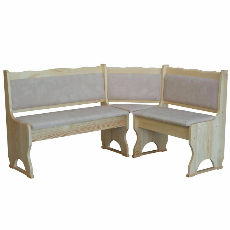 CORNER BENCH VARNISHED ECO-LEATHER BEIGE